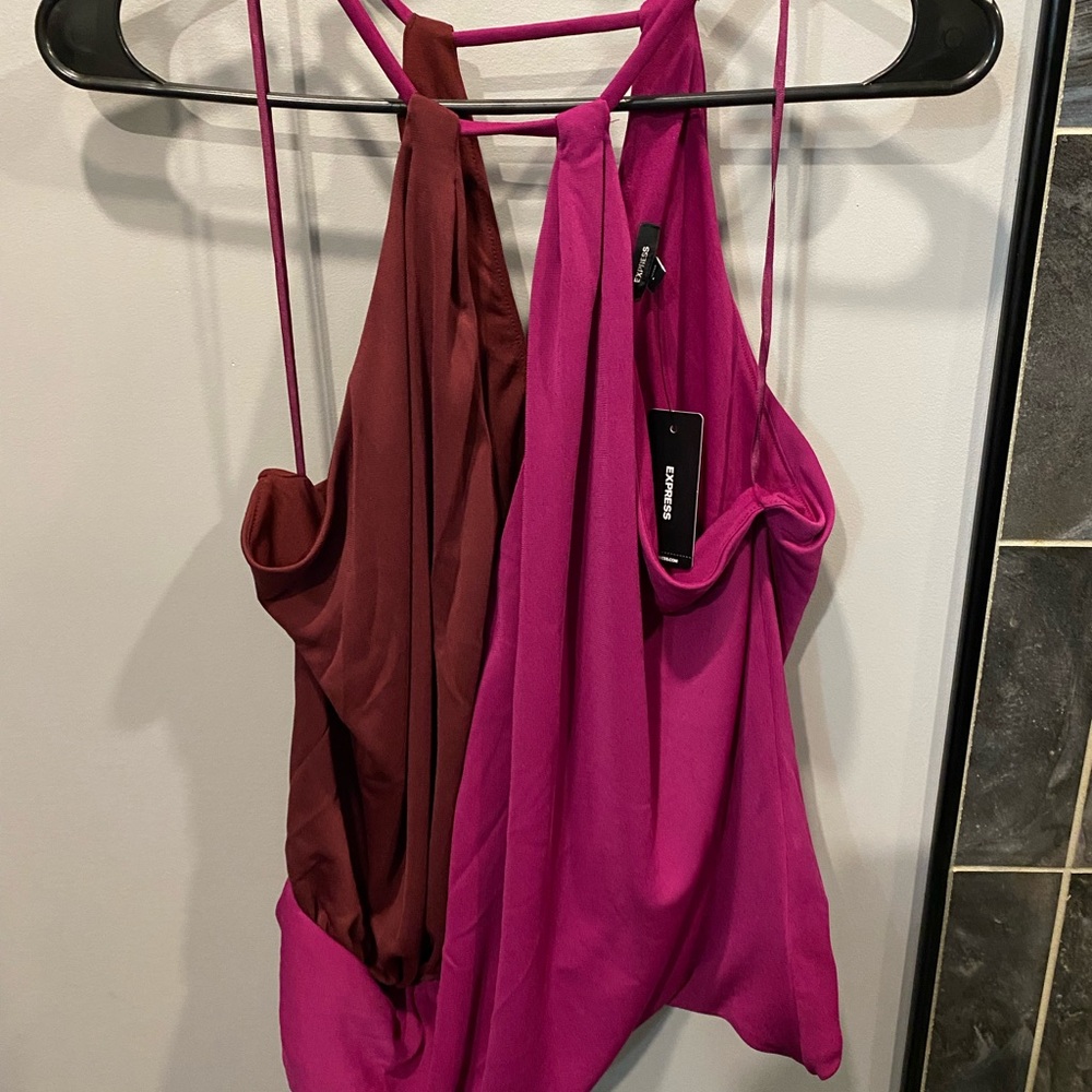 Express Color Block Stylish Pink and Maroon Women's Top